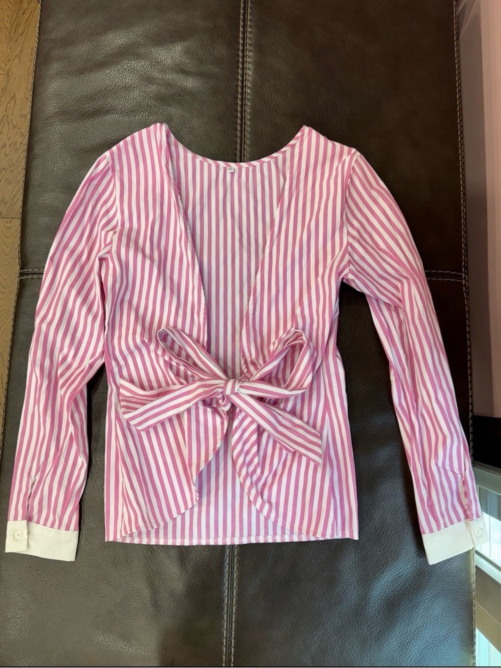 Woman’s Pink Striped Tie-Back Top